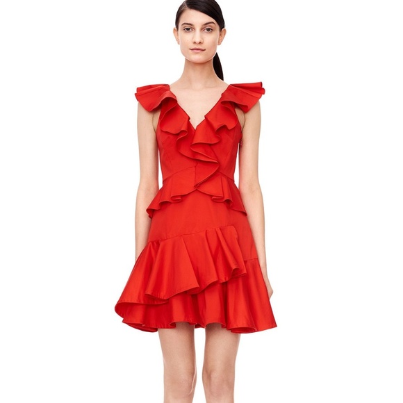 Rebecca Taylor Dresses & Skirts - Rebecca Taylor Cotton Ruffle Dress Candy Apple
